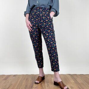 Rare Vintage ESPRIT Floral Print Pants Trousers Denim Jean Funky Rainbow 80s 90s